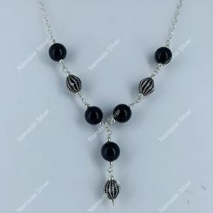 สร้อยคอรูปตัว Y พลอยออนิกซ์สีดำ เงินแท้ 925 เครื่องประดับสไตล์โบโฮ - Product Image 6