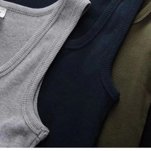 Camisetas sin mangas informales para hombre, diseño desgastado de calidad superior, patrón sólido personalizado, transpirable, 100% algodón, servicio OEM - Product Image 3