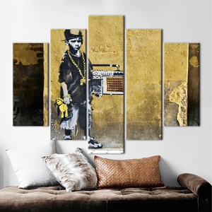 Lienzo Urbano: Arte de Graffiti Impreso para Decoración Moderna, 5 Piezas: Enrollado en Lienzo - Product Image 1