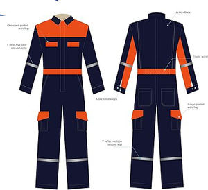 Overol de Trabajo Kolossus para Hombre, Antiestático, Mejorado, de Manga Larga, Mezcla de Materiales, con Bolsillos Tipo Cargo, Amplio Espacio de Almacenamiento, con Cierre - Product Image 2