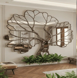 Magnifique miroir mural en métal représentant l'arbre de vie ajoute une touche de nature à n'importe quelle pièce. Disponible à prix de gros. - Product Image 1