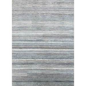 Alfombra Afgana de Lana Tejida a Mano en Gris y Negro, Modelo ENM-7001, con Patrón Abstracto y Rayas, Rectangular, para Sala de Estar, para Adolescentes - Product Image 1