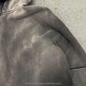 Sweats à capuche streetwear personnalisés pour hommes hiver Vintage en détresse lavage à l'acide conception goutte épaule lourde éponge française 100% coton - Product Image 4