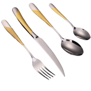 Couverts de cuisine à manche en métal or rose, couverts du fournisseur en gros, service de table, cuillère et fourchette décoratives pour les fêtes - Product Image 5