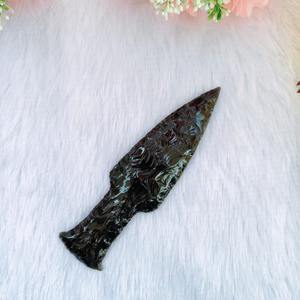 Magnifique dague en obsidienne noire sculptée à la main, 5-6 pouces, artisanat de pierres précieuses de qualité supérieure, figurine mascotte Wiccan - Product Image 3