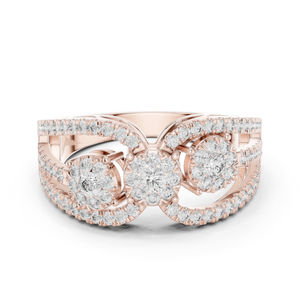 แหวนเพชรเพาะเลี้ยงในห้องปฏิบัติการทองคำโรสโกลด์ 14K สำหรับผู้หญิง |   ของขวัญสุดหรูสำหรับงานหมั้นและงานแต่งงาน |   ชุดสำหรับงานปาร์ตี้ |   เพชรที่เพิ่งเพาะเลี้ยง - Product Image 1