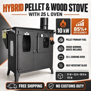 Poêle hybride à granulés et à bois de 12 kW avec four, cuisinière autonome + LIVRAISON GRATUITE - Product Image 6