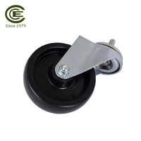 Roulettes pivotantes en acier et polypropylène de 4 pouces avec tige filetée galvanisée 3/8"-16X1"
