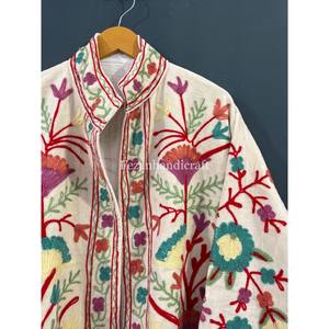 Abrigo de invierno Boho Suzani para mujer, chaqueta de terciopelo de punto acolchado con bordado Floral colorido con forro de algodón para fiestas de otoño - Product Image 2