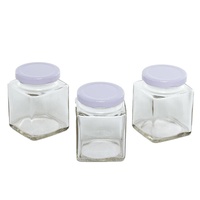 Toples Kaca Persegi 7 oz dengan Tutup Plastik untuk Kemasan Kue, Acar, Permen, Kosmetik, Jelly, Madu, Selai 50ml 120ml 150ml 200ml 250ml