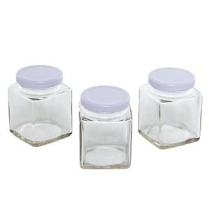 7 oz Square Glass <b>Jar</b> Plastic Lids for Packaging Cookies <b>Pickles</b> Candies Cosmetics Jelly Honey Jam 50ml 120ml 150ml 200ml 250ml - Product Image 1