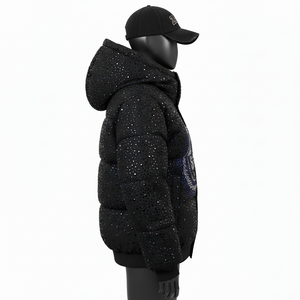 Veste matelassée d'hiver pour femmes, tissu en polyester de haute qualité, design matelassé, strass, logo personnalisé, veste matelassée pour femmes - Product Image 3