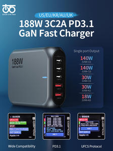 2025 trend 188W GaN şarj hızlı masaüstü şarj cihazı ile <span class=keywords><strong>2</strong></span> USB-A & <span class=keywords><strong>3</strong></span> tip-c portları PD3.1 şarj iphone 17 AVS - Product Image 4