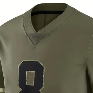 Maillot de football pour homme vert olive à col en V, numéro 8, manches courtes, en polyester anti-humidité, tenue d'équipe - Product Image 4