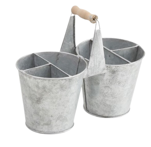 Caddy vintage fini galvanisé Caddy nouveau design Caddy de rangement de couverts en métal galvanisé Caddy de rangement couverts galvanisés - Product Image 5