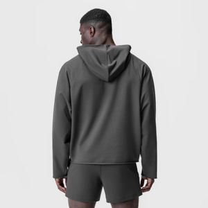 Survêtement surdimensionné gris 100% coton avec une coupe décontractée, parfait pour les vêtements décontractés et les options de marque personnalisées Sweats à capuche pour hommes - Product Image 2