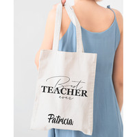 Bolsa de Mensajero de Lona de Algodón Personalizable con el Eslógán 'El Mejor Maestro del Mundo', Asas de Tela de Algodón, 15x16 Pulgadas, Bolsa de Mensajero para Maestros