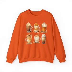 Sudadera naranja con estampado de café de otoño para mujeres y hombres - Product Image 1