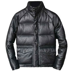 Chaqueta de Cuero Genuino Acolchada Negra para Hombre, Prenda Exterior Elegante con Estilo Único y la Mejor Calidad - Product Image 1