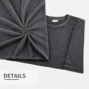 Camiseta Vintage de lavado ácido, ropa de calle, camisetas de algodón pesado lavadas desgastantes con logotipo, hombro caído de gran tamaño - Product Image 4