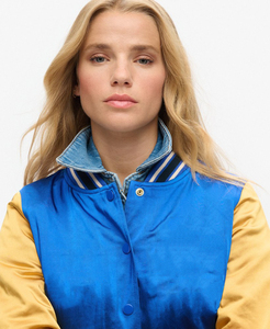 Custom Brand Women's Lightweight Slim Fit Waterproof Bamboo Fiber Varsity Jackets with <b>Covered</b> <b>Button</b> Closure Winter Ready - Product Image 6