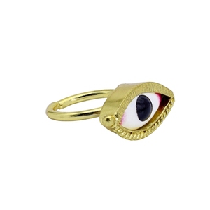 Fashionable Vintage Gold Plated Brass Ring 18K Bezel Setting Stylish Statement Resin Lab Created Unisex for Children Perfect - Product Image 1