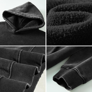 Haute qualité 500 GSM acide lavage à capuche 100% coton pull sur sweat à capuche pour hommes couleur noire surdimensionné lavé hommes sweats à capuche 2026 - Product Image 5