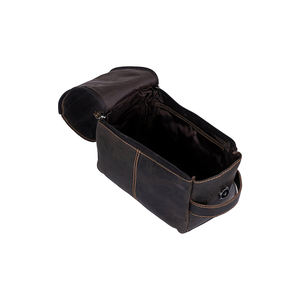 Bolsa de cuero Secciones con cremallera Artículos de tocador de cuero de vaca Aseo cosmético Viaje unisex Regalo del Día de la madre - Product Image 3