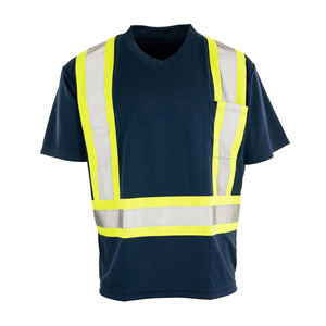 Camiseta de seguridad de manga corta impermeable reflectante de alta visibilidad ANSI Clase 2 Logo para ropa de trabajo al aire libre de construcción para hombres - Product Image 3