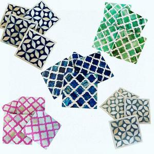 Premium Solid <b>Tea</b> Coasters <b>Set</b> of 4 Natural Durable Bone Inlay & Resin Custom Logo Non-Absorbent Mats & Pads - Product Image 2