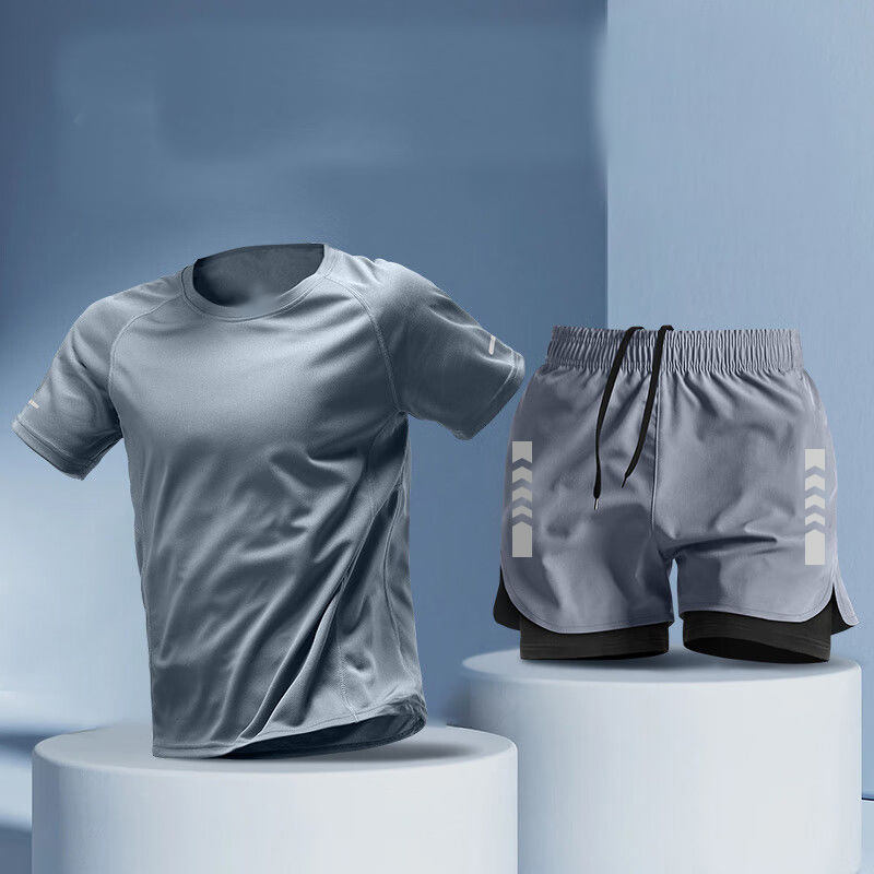 ชุดสีเทาสองชิ้น [วิ่ง, ฟิตเนส, เหงื่อ]