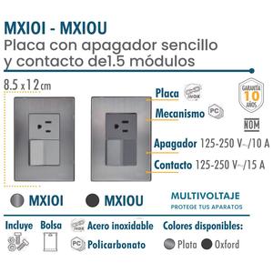 เต้ารับแบบติดตั้งได้, MXIOU-003, 3 ชิ้น, เต้ารับ/สวิตช์, 125-250VAC, 10/15A, 50/60Hz, สีเงิน/อ็อกซ์ฟอร์ด, สแตนเลส/พีซี - Product Image 2