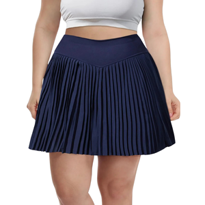 Jupe-short de tennis grande taille pour femme, vêtement de sport, taille haute, plissée, avec short intégré, extensible, pour l'entraînement, logo personnalisé - Product Image 1