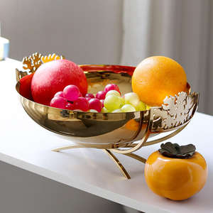 Tray metal decorative fruit bowl with stand for dining <b>table</b> kitchen home decor gift hotel restaurant serving display tray style - Product Image 2