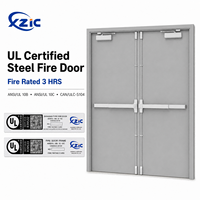 Porte coupe-feu en acier homologuée UL, résistance au feu 60-180 minutes, double porte en acier galvanisé avec revêtement en poudre pour usine et hôpital aux États-Unis