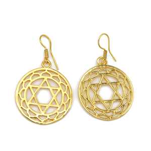 ต่างหูห้อยทองเหลืองดีไซน์วินเทจชุบทอง18K สำหรับเป็นของขวัญสุดเพอร์เฟกต์ - Product Image 1