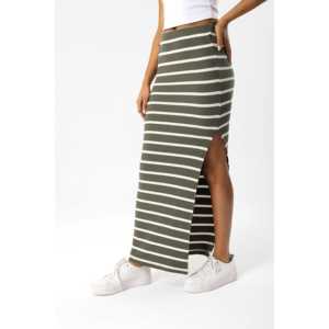 Empire Waist Vintage Style Slit Striped <b>Skirt</b> Casual Short (XS) Nonwoven Weaving <b>Silk</b> Spandex Material Print Decoration for - Product Image 4