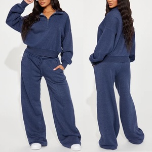 Nouveauté Ensemble de survêtement pour femmes de couleur marine à blocs de couleurs Respirant Vêtements de sport de fitness Tenue de sport décontractée Ensemble de survêtement de yoga - Product Image 5