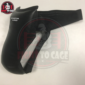 Protège-aine de boxe en cuir PU fait main, léger, confortable, respirant, durable et protecteur, couleur noire intégrale, nouveau design 2025 - Product Image 3