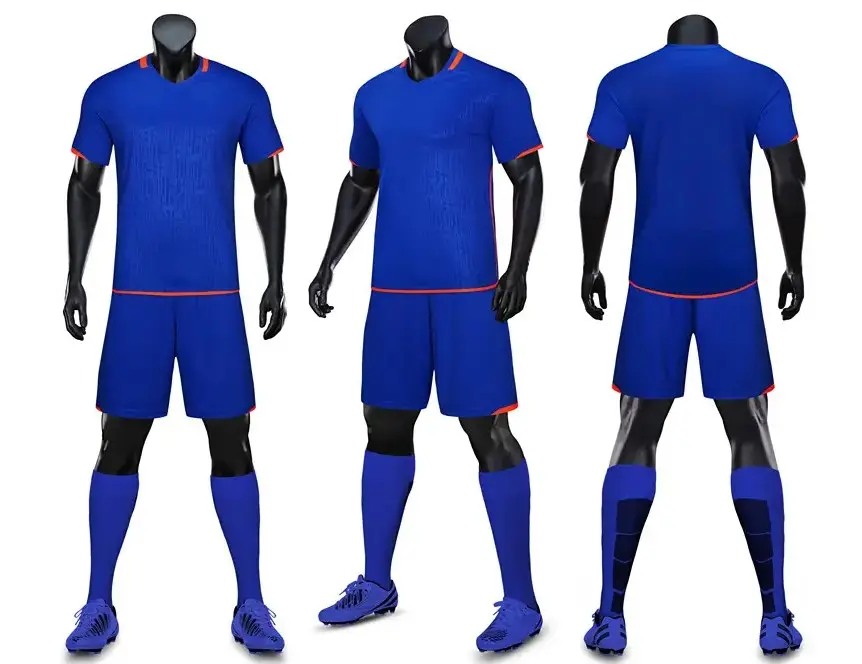 2023 diseño impreso superior 100% camisetas de fútbol de poliéster para hombres conjunto de camisetas de fútbol en blanco Fútbol para hombres