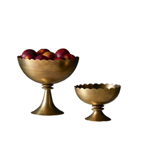 Juego de Dos Tazones de Metal Color Cobre de Tamaño Mediano, Tazón de Cobre con Pedestal, Calidad Superior, Acabado Brillante Color Chocolate, Tazón para Servir Alimentos - Product Image 1