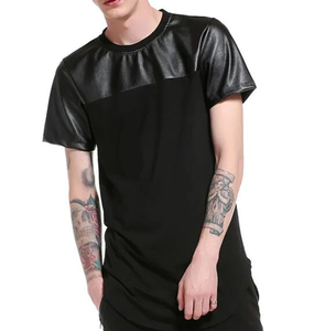 T-shirts à manches en cuir PU, matière douce 100% coton, coupe ample, qualité supérieure, vente en gros, OEM, crop top pour femmes, respirant - Product Image 5