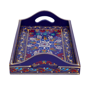 OKSQW Plateau de service rond classique en bambou fait à la main écologique personnalisé et assiettes en bois avec poignées décoratives uniques pour la nourriture - Product Image 1