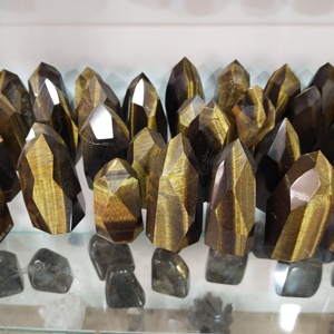 Œil de tigre naturel de qualité supérieure, Points de cristal terminaux à facettes provenant d'exis Crystal export - Product Image 5