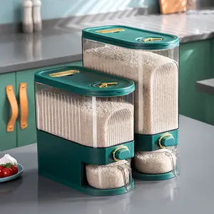 European Eco Friendly Cabinet Organizers Plastic Grain Kitchen Storage Box Rice Dispenser Spice