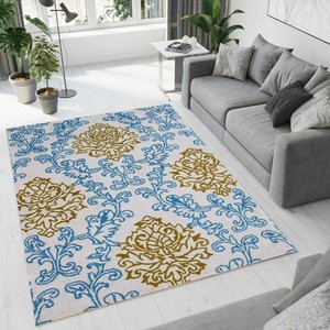 Alfombra de Área Premium con Diseño Floral Damasco, Alfombra Suave para Sala de Estar, Múltiples Colores - Product Image 1