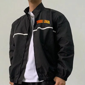 Conjunto de chándal de gimnasio personalizado de 2 piezas para entrenamiento, correr, deportes, cuello levantado, conjunto cortavientos, joggers de nailon, chándales para hombre - Product Image 5