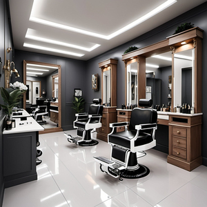 Estación de espejo de peluquero de Metal duradero ajustable de madera Real moderna de lujo para muebles de salón de peluquería - Product Image 1