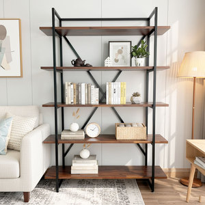 Estante Decorativo de 5 Niveles con Estructura de Hierro y Madera de Acacia KS68174, Tipo Vertical para Instalar en la Sala de Estar - Product Image 2