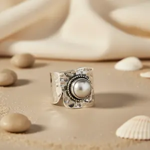 925 Silver Pearl <b>Ring</b> <b>for</b> <b>Women</b> <b>Statement</b> Jewelry - Product Image 2